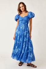 SUNDRENCHED SHORT SLEEVE MAXI DRESS-SAPPHIRE COMBO