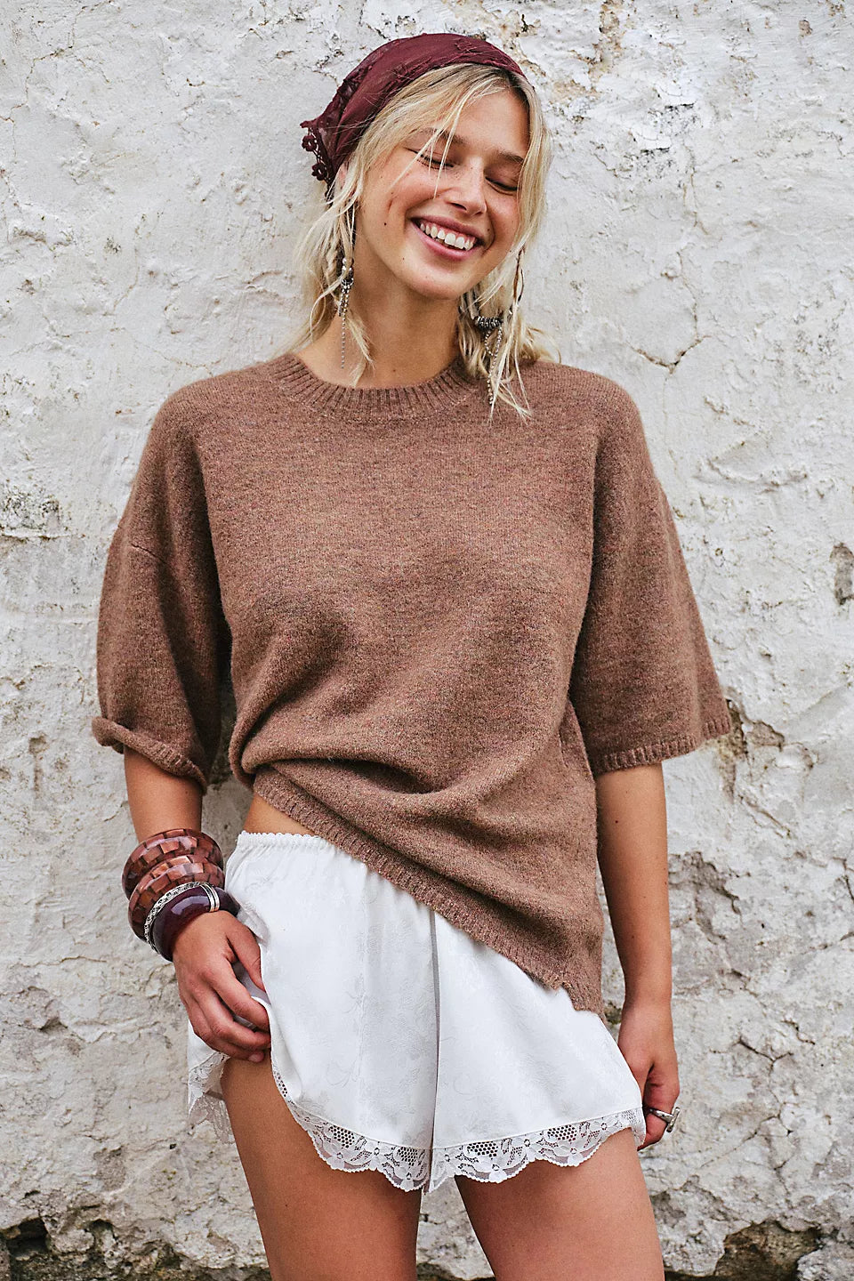 MARGOT SWEATER TEE - BROWNIE MELANGE