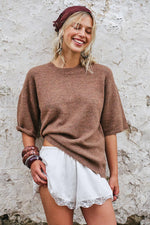 MARGOT SWEATER TEE - BROWNIE MELANGE