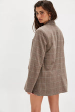 PAPER CUT PINSTRIPE BLAZER - CHOCOLATE COMBO