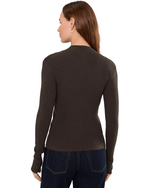 High Neck Ribbed Cardigan - Espresso