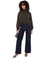 Ellie Smocked Popover - Espresso Geo