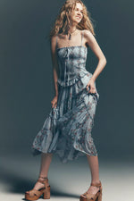 ALEJANDRA MIDI DRESS - SOFT BLUE COMBO