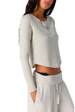 Dream State Henley Top - Light Heather Grey