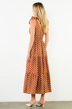 Tie Strap Long Polka Dot Dress - Br