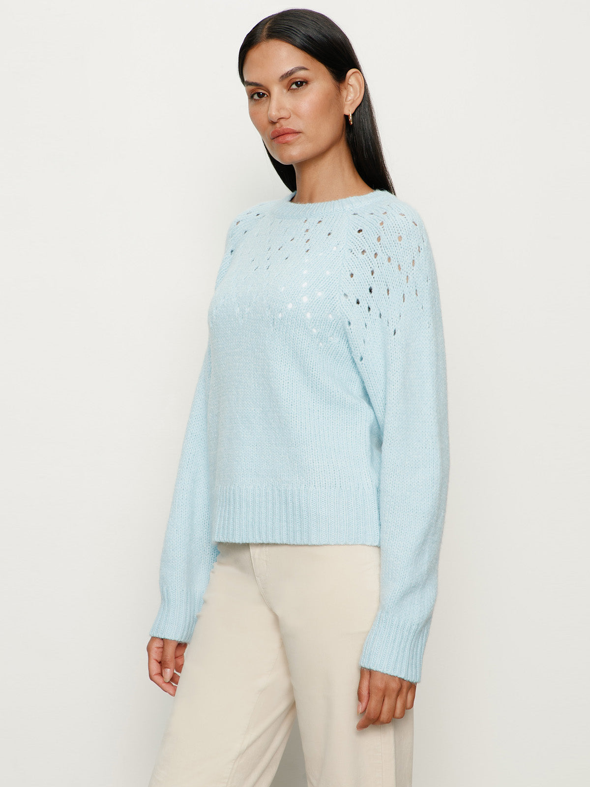 FEMME OPENWORK SWEATER - AQUAMARINE