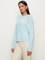 FEMME OPENWORK SWEATER - AQUAMARINE