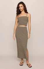 AINSLIE STRIPED MIDI SKIRT - PUTTY