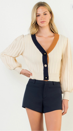 CARDIGAN WITH VOLUMN SLEEVE-CREAM