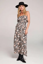 SCOTLYNN MIDI DRESS - BLACK FLORAL