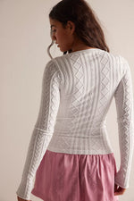 So Soft Seamless Modal Cable Long Sleeve- Clean Ivory