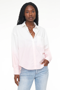 SLOANE OVERSIZED BUTTON DOWN SHIRT - ROSE DIP DYE