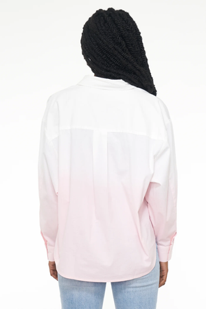 SLOANE OVERSIZED BUTTON DOWN SHIRT - ROSE DIP DYE