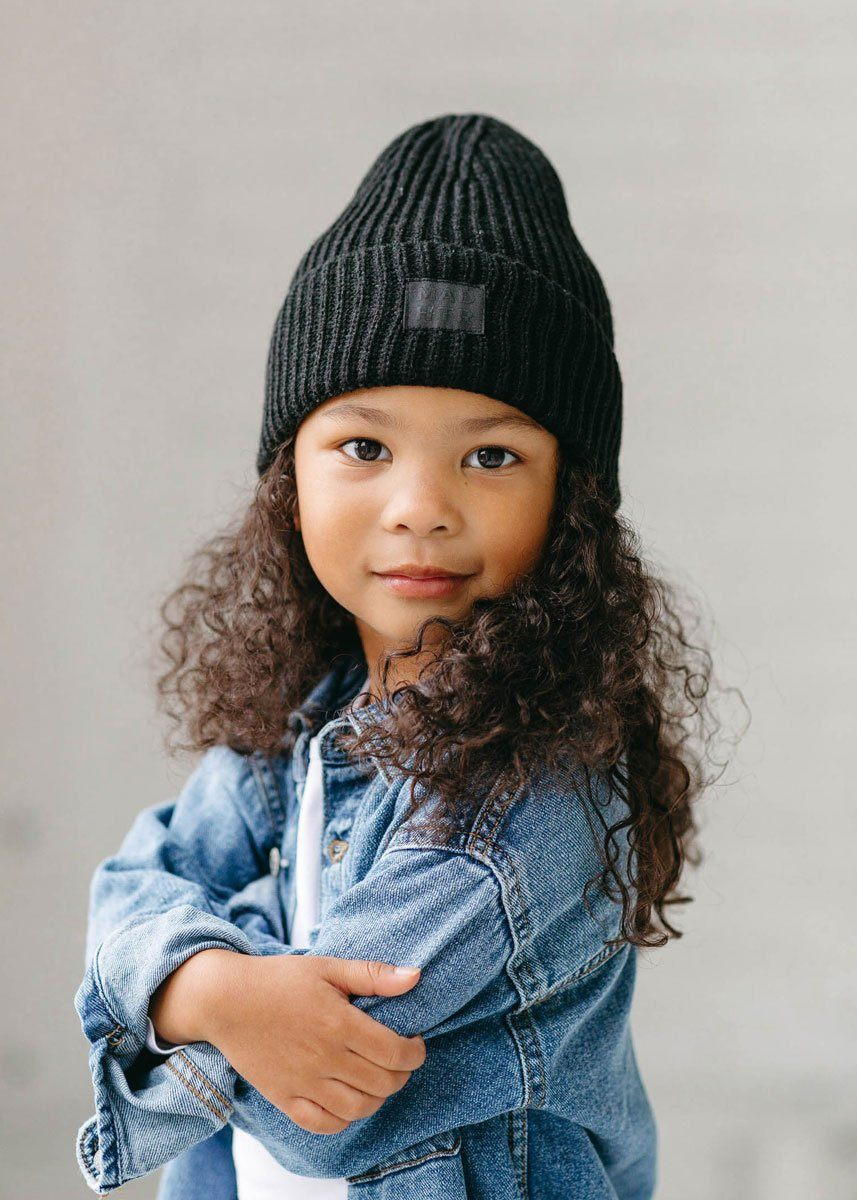 TODDLER RIB CUFF BEANIE HAT-BLACK