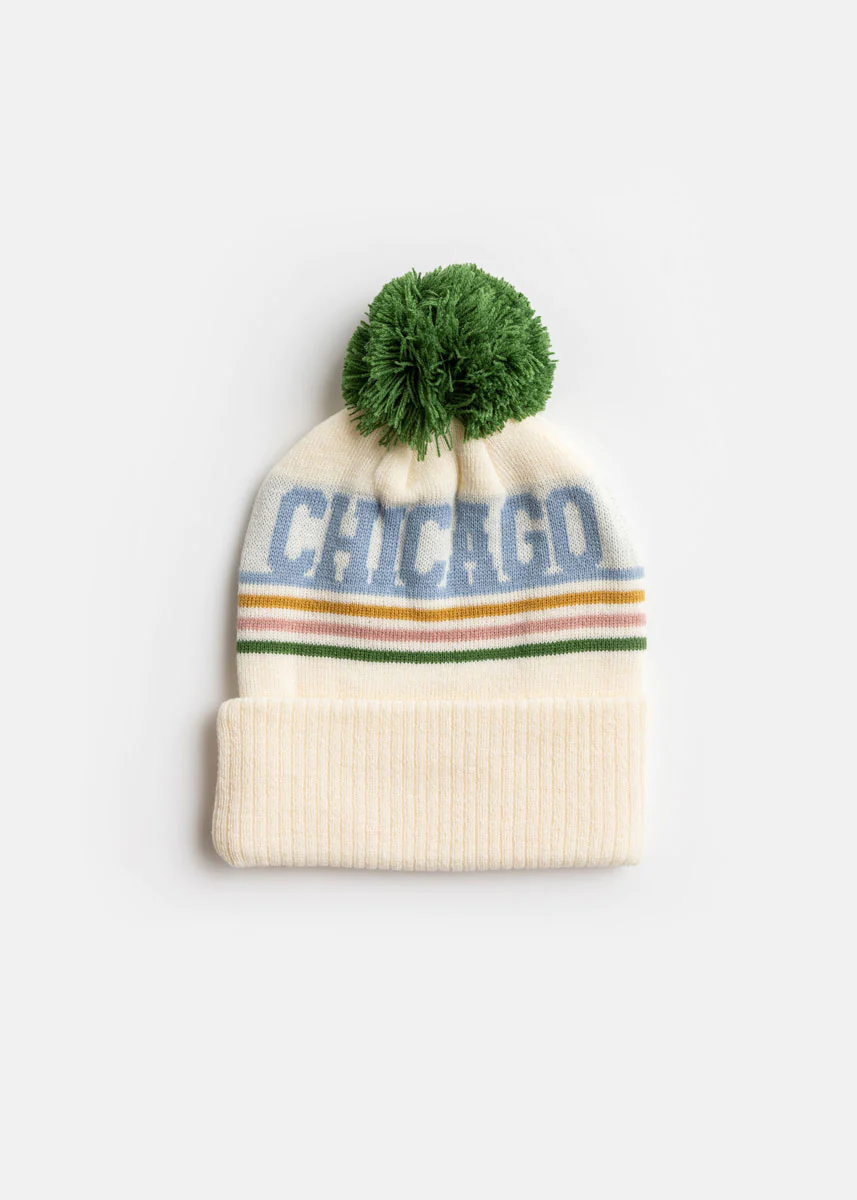 KIDS CHICAGO POM BEANIE HAT-MULTI COLOR