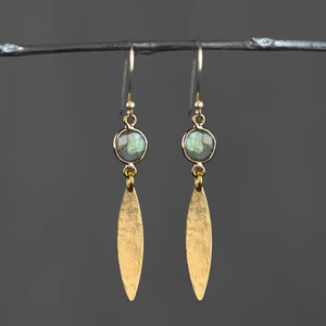 LABRADORITE HAMMERED METAL EARRINGS