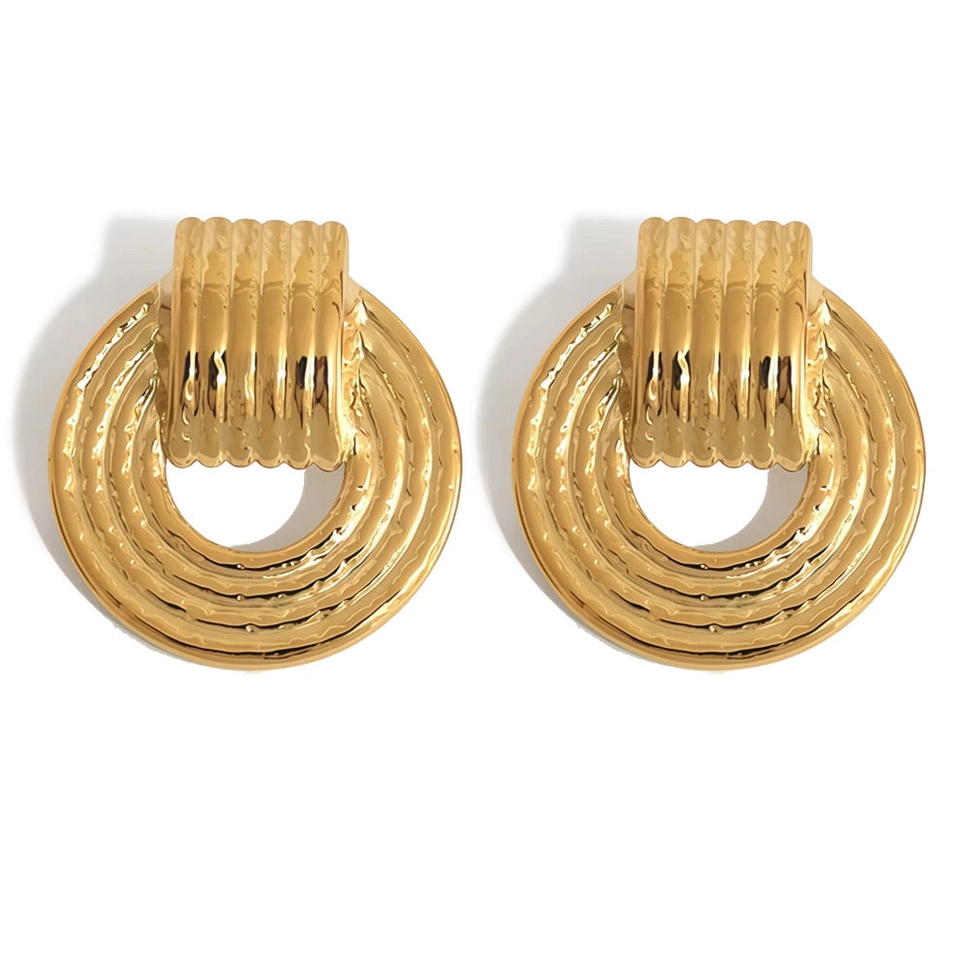 CIRCLE STATEMENT EARRINGS-GOLD
