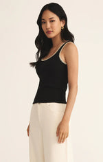 JAIDYNN WHIPSTITCH RIB TANK - BLACK