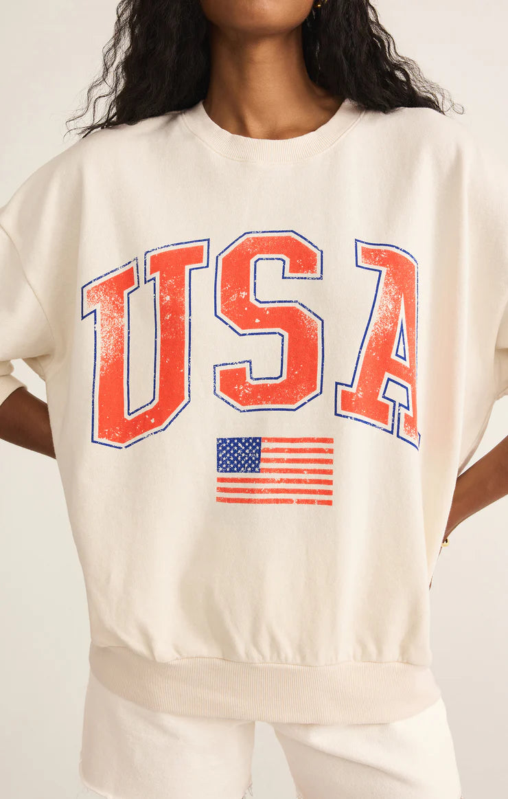 FLAG SUNDAY SWEATSHIRT - SEA SALT