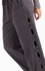 Split Side Button Pants - Stone Grey