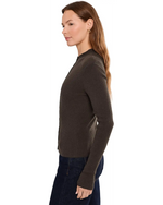 High Neck Ribbed Cardigan - Espresso