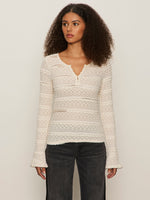 LOVELY LACE BUTTON FRONT TOP - VINTAGE IVORY