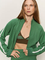 PLACES TO BE KNIT TRACK JACKET - GREEN JUICE/CHALK