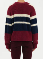 BLEEKER FUZZY CARDIGAN - FIG MULTI STRIPE