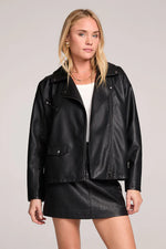 VENTURA VEGAN LEATHER JACKET - BLACK