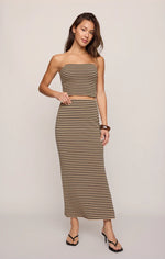 CAFFARI STRIPED TUBE TOP - PUTTY
