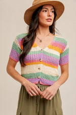 OPEN WEAVE CARDIGAN-RAINBOW