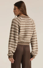 ESTE METALLIC STRIPE CARDIGAN - CAMPFIRE