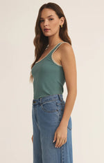 JAIDYNN WHIPSTITCH RIB TANK - SEA PINE