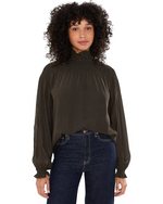 Ellie Smocked Popover - Espresso Geo