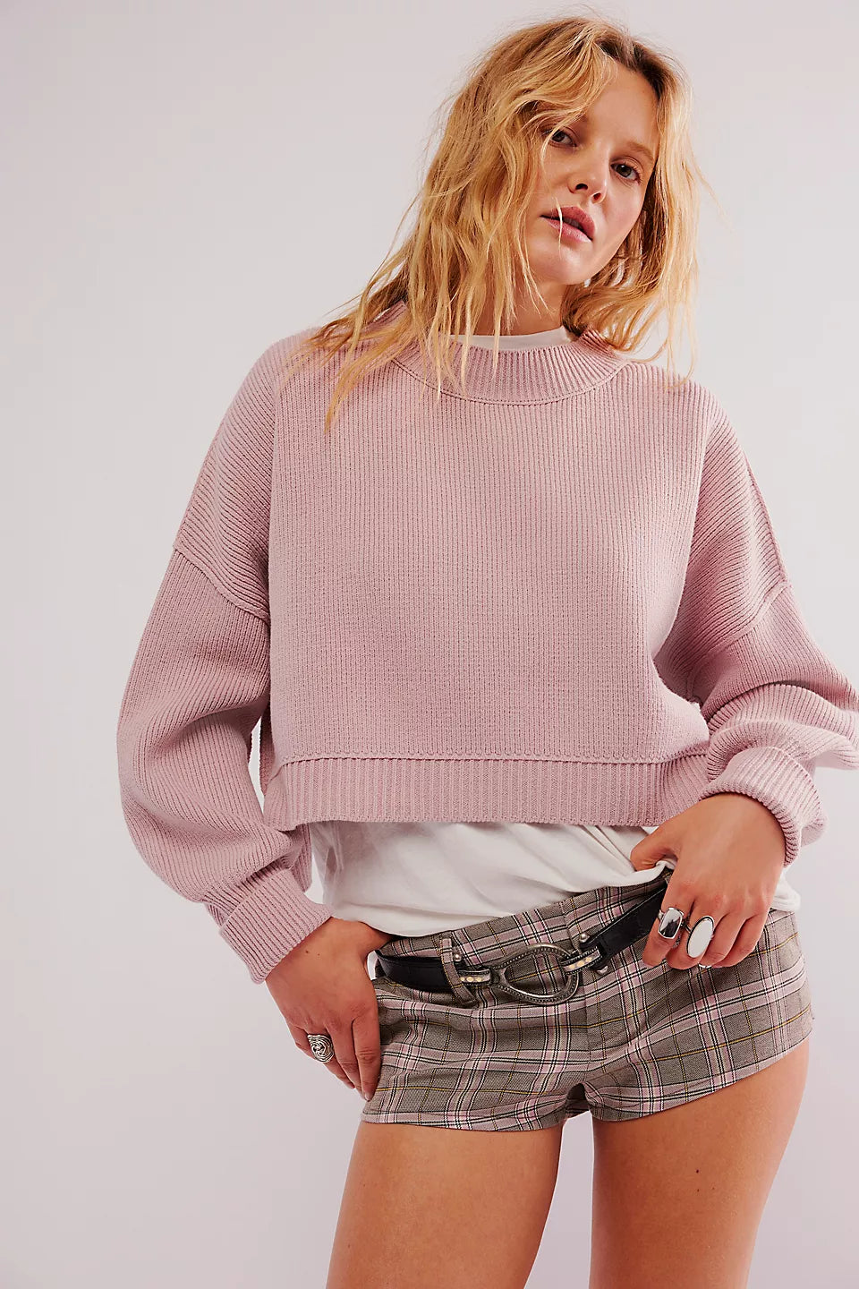 EASY STREET  CROP PULLOVER - LOST PETAL