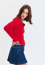 Stargazer Pointelle Cardi - Cherry Bomb