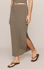 AINSLIE STRIPED MIDI SKIRT - PUTTY