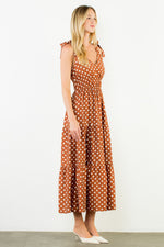 Tie Strap Long Polka Dot Dress - Br