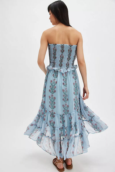 free people alejandra floral midi dress Free People Alejandra Midi Dress In Soft Blue Combo - 15% Off