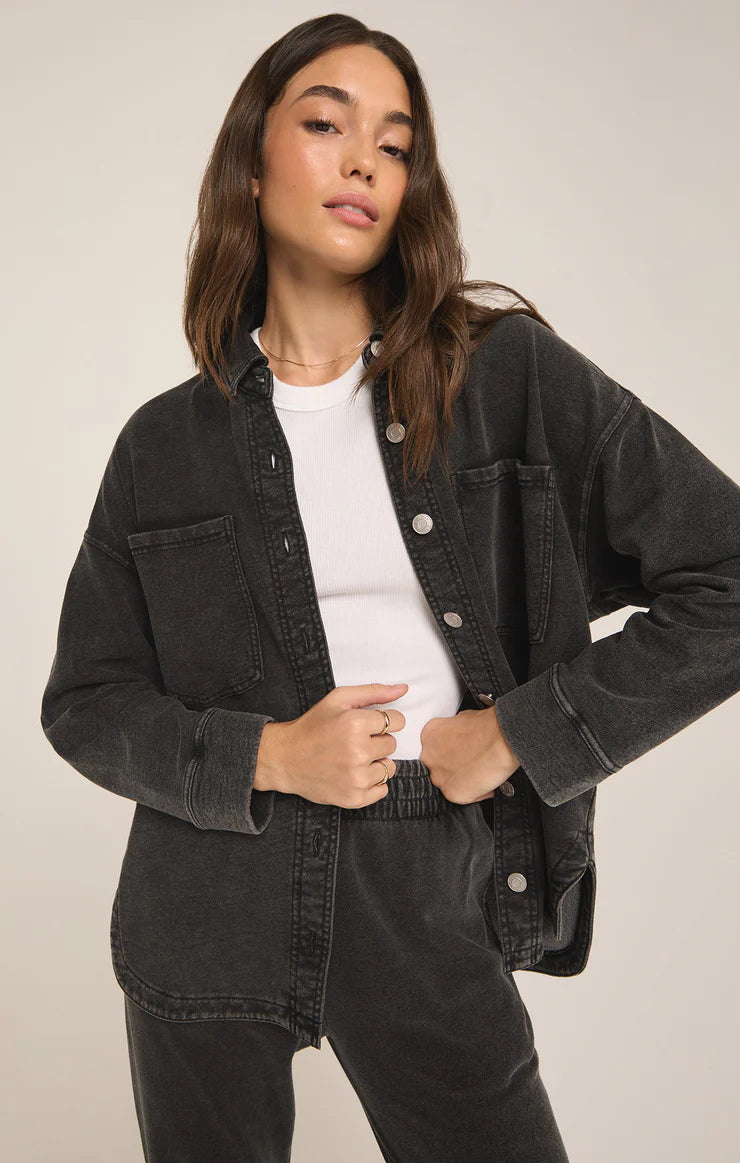 ALL DAY KNIT DENIM JACKET - VINTAGE BLACK