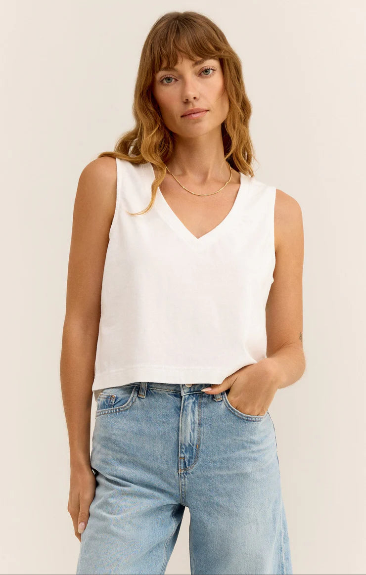 SLOANE V-NECK TANK - WHITE