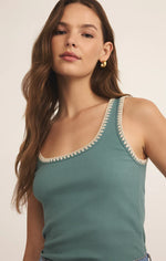 JAIDYNN WHIPSTITCH RIB TANK - SEA PINE