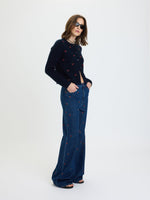 MUSE EMBROIDERED FITTED CARDIGAN - CHERRY