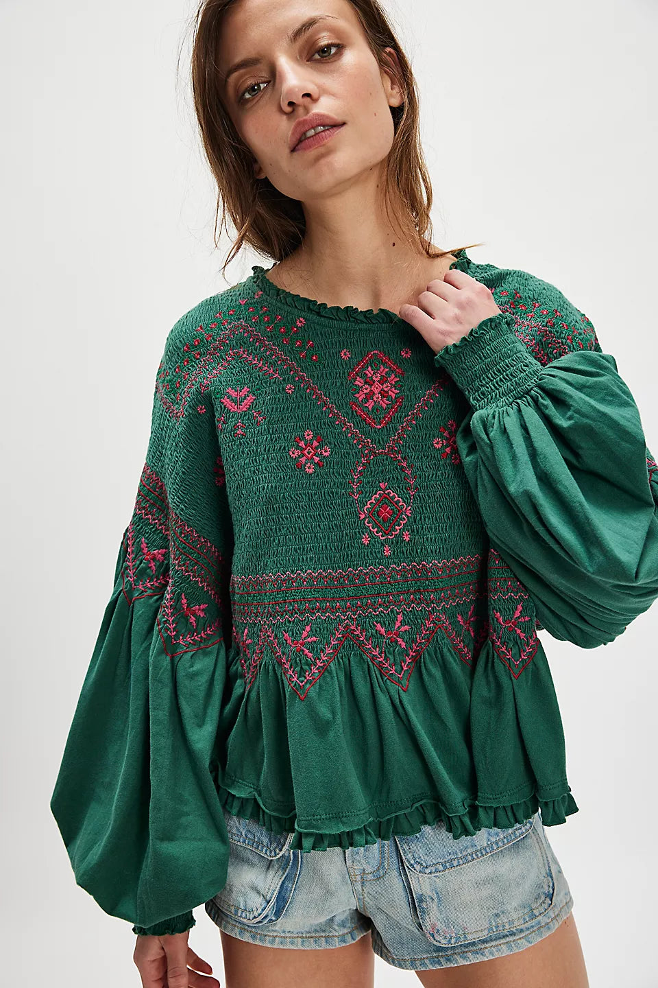 HOLLY KNIT TOP - GREEN COMBO