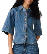 Savy Denim Top - Imperial Blue