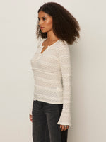 LOVELY LACE BUTTON FRONT TOP - VINTAGE IVORY