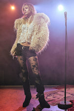 FLOCKED FLORAL TIGHT - BLACK