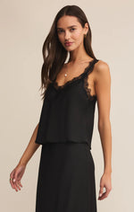 UMA LACE SATIN CAMI-BLACK