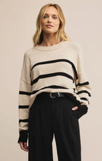 JORDANE STRIPED SWEATER - LIGHT OATMEAL HEATHER