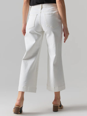 WIDE LEG STANDARD RISE CROP DENIM - CHALK